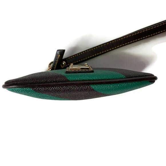 Dooney & Bourke Green Stripe Leather Wristlet - Picture 5 of 7